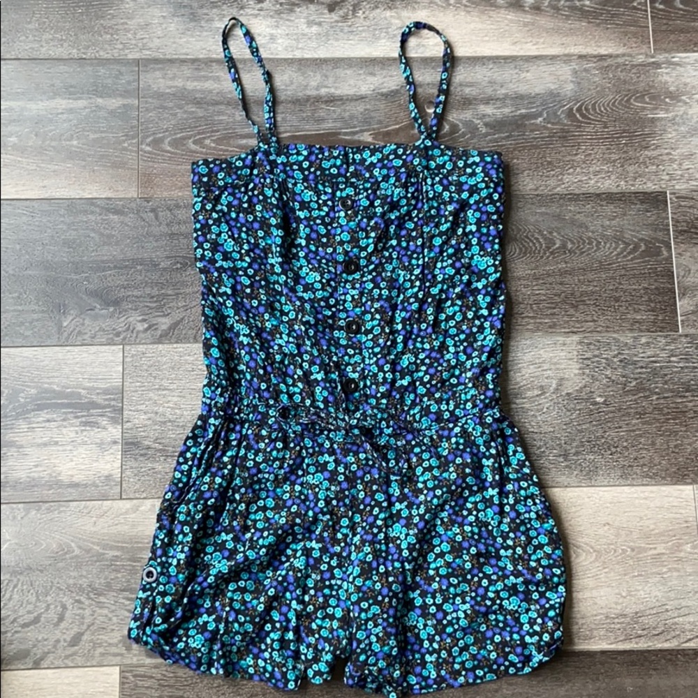 Black and Blue Floral Romper